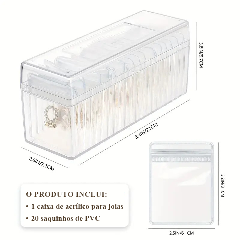 Caixa Organizadora de Jóias- 20 peças
