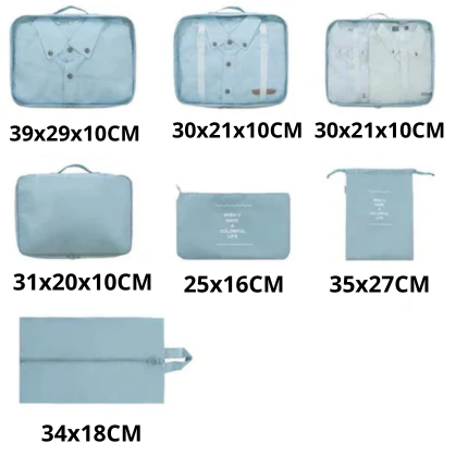 🧳 Kit Organizador de Mala 7 Peças Leve Tudo com Estilo e Sem Bagunça!